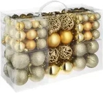tectake Weihnachtskugeln, Gold, Gold, Textil, Stern/Sternzeichen, Rund, 6x6x6 cm,