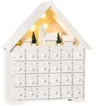 Homcom Adventskalender, Wei&szlig;, Holz, 9x42x39 cm, Dekoration, Weihnachtsdekoration