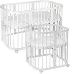 waldin Babybett, Wei&szlig;, Holz, Echtholz,Buche, Oval, 73x123 cm, FSC 100%,...