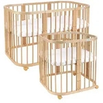 waldin Babybett, Natur, Holz, Echtholz,Buche, Oval, 73x123 cm, FSC 100%,...