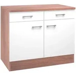 FlexWell K&uuml;chenunterschrank, Wei&szlig;, Sonoma Eiche, Holzwerkstoff, 1 F&auml;cher, 2