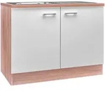 FlexWell Sp&uuml;lenunterschrank, Wei&szlig;, Sonoma Eiche, Holzwerkstoff, 100x85x57 cm, Made