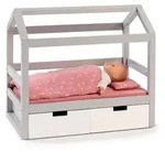 Musterkind Puppenbett Viola, Grau, Wei&szlig;, Holz, Textil, Holzwerkstoff, 31x50x55...