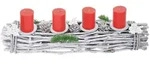 MCW Adventskranz, Wei&szlig;, Rot, Holz, 9 cm, Dekoration, Weihnachtsdekoration,