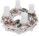 MCW Adventskranz, Wei&szlig;, Holz, 11 cm, Dekoration, Weihnachtsdekoration,