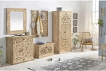 Mid.you Garderobenschrank, Natur, Holz, Mangoholz, massiv, 3 F&auml;cher, 90x185x45 cm,