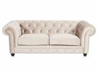 Max Winzer Chesterfield-Sofa, Creme, Textil, Buche, Uni, 2,5-Sitzer, 216x77x100 cm,