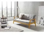 Livetastic Schlafsofa, Natur, Hellgrau, Holz, Eiche, massiv, 3-Sitzer, 190x81x85 cm,