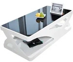 Livetastic Couchtisch, Schwarz, Wei&szlig; Hochglanz, Glas, Holzwerkstoff,...