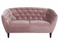 Ambia Home Chesterfield-Sofa, Rosa, Textil, Kautschukholz, massiv, 2-Sitzer,