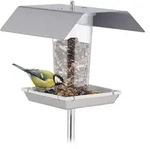 Relaxdays Vogelfutterhaus, Silber, Metall, Kunststoff, 17.5x167x17 cm,