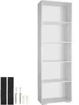 tectake B&uuml;cherregal, Wei&szlig;, Holz, Beton Optik, Rechteckig, 30x190x60 cm, Wohnzimmer,