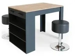 Vicco Esstisch-Set, Anthrazit, Honigeiche, Holzwerkstoff, 3 F&auml;cher, 1 Schubladen,