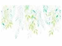 Komar Vliestapete, Grün, Weiß, Blätter, 350x250 cm, Fsc, Tapeten Shop,