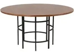 Livetastic Esstisch, Schwarz, Cognac, Metall, Holzwerkstoff, furniert, rund,