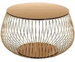 Livetastic Couchtisch, Ros&eacute;gold, Metall, Glas, rund, Gittergestell, 72x42x72 cm,