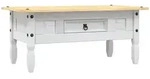 vidaXL Couchtisch, Wei&szlig;, Holz, Kiefer, Rechteckig,Rechteckig, 100x44x55 cm,