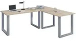 Mid.you Eckschreibtisch, Silber, Sonoma Eiche, Metall, Holzwerkstoff, U-Form,