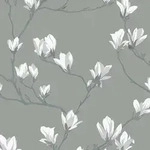 Xora Vliestapete, Grau, Kunststoff, Papier, Blume, 52x1000 cm, Made in Europe,