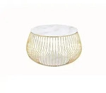 Livetastic Couchtisch, Wei&szlig;, Gold, Metall, Glas, Marmoroptik, rund,...