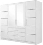 Mirjan24 Kleiderschrank, Wei&szlig;, Holzwerkstoff, 3 Schubladen, 196x200x58 cm,