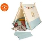 Pinolino Spielzelt Yuma, Natur, Hellblau, Holz, Textil, Kiefer, 101x106x131 cm,