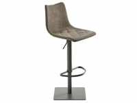 Barhocker, Grau, Schlamm, Metall, Textil, Bodenplatte, 43x85-110x50 cm, Sitzfläche