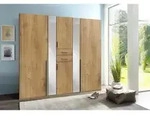 Carryhome Kleiderschrank, Plankeneiche, Glas, Holzwerkstoff, 4 F&auml;cher, 2