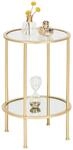 Beistelltisch, Gold, Metall, Glas, rund, Rundrohr, 38x55x38 cm, Wohnzimmer,
