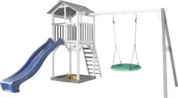 Spielturm Beach Tower Climbeing u0026 Nest Swing, Blau, Grau, Gr&uuml;n, Wei&szlig;,...