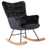 Mid.you Schaukelsessel Richie, Schwarz, Holz, Metall, Textil, Buche, massiv, 72x92x92