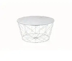 Livetastic Couchtisch, Wei&szlig;, Chrom, Metall, Glas, Marmoroptik, rund, Gittergestell,