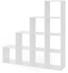 Vicco Treppenregal, Wei&szlig;, Holzwerkstoff, 10 F&auml;cher, Rechteckig, 142.5x140x29 cm,