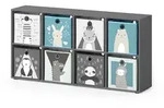 Vicco Kinderregal, Grau, Holzwerkstoff, 8 F&auml;cher, Rechteckig, 143x72x29 cm, Kinder-