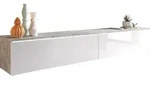 P & B Lowboard D180, Grau, Wei&szlig; Hochglanz, Kunststoff, Betonoptik, 180x30x33...