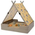 Muddy Buddy Sandkasten, Grau, Holz, Zypresse, massiv, 120x140x140 cm, EN 71, mit