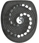 Sanilo Wc-Sitz, Schwarz, Holzwerkstoff, Grafikmuster, Oval, 37.7x5.5x48 cm,