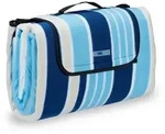 Relaxdays Picknickdecke, Dunkelblau, Hellblau, Textil, Metall, 200x200 cm,