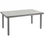 MCW Poly-Rattan-Gartentisch, Grau, Kunststoff, 160x74x90 cm, Gartenm&ouml;bel,