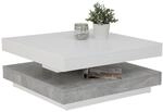 Boxxx Couchtisch, Grau, Wei&szlig;, Holzwerkstoff, Betonoptik, quadratisch, Sockel,