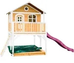 Spielhaus, Wei&szlig;, Braun, Lila, Holz, Hemlocktanne, 432x293x212 cm, EN 71, CE, FSC