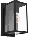 Eglo Aussenwandleuchte Budrone, Klar, Schwarz, Metall, Glas, rechteckig,rechteckig,