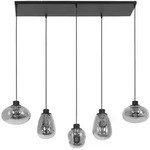 Pendelleuchte, Schwarz, Metall, Glas, 30x200x100 cm, h&ouml;henverstellbar, Lampen &