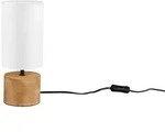 Tischleuchte Woody, Braun, Wei&szlig;, Holz, Textil, 30 cm, Lampen & Leuchten,