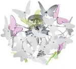 Kinderdeckenleuchte Butterfly, Gr&uuml;n, Lila, Wei&szlig;, Chrom, Metall, Kunststoff, 28.5