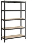 Schwerlastregal, Schwarz, Hellbraun, Metall, Holzwerkstoff, 120x200x60 cm, Freizeit,