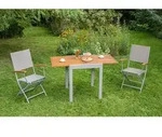 Gardenson Balkonset, Silber, Beige, Holz, Metall, 3-teilig, Akazie, massiv, Tisch