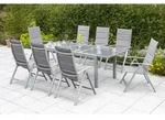 Gardenson Gartentischgruppe Taviano, Braun, Silber, Metall, Glas, Textil, Uni,