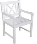 Gardenson Gartenstuhl, Wei&szlig;, Holz, Eukalyptusholz, 59x89x58 cm, FSC 100%,