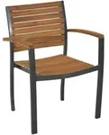 Gardenson Stapelsessel, Graphit, Natur, Holz, Akazie, massiv, 61x84x42 cm, stapelbar,